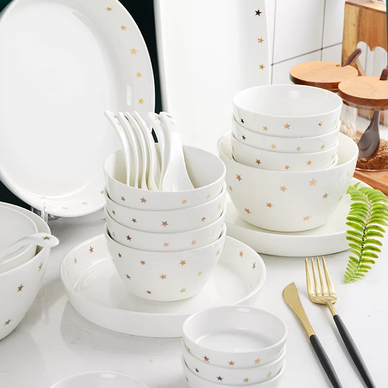 Ceramic tableware for hotel, set, simple and elegant design, European style, custom-made