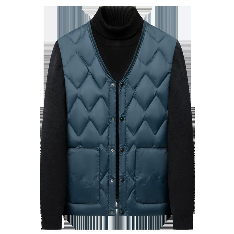 Мужской толстый воротник жилет 2024 осень и зима новая мужская одежда среднего возраста бизнес-отдых свободный теплый жилет
