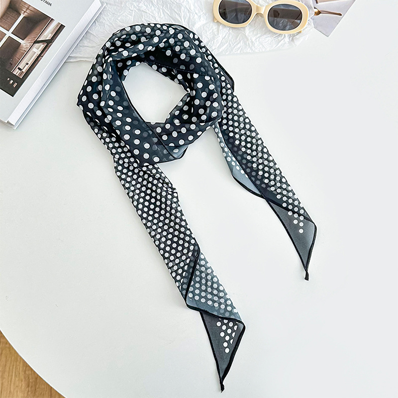 Bufanda de seda, banda larga, sentido de alta calidad, flor de doble cara, sentido de la atmósfera coreana, pañuelo, cinturón para el cabello, bufanda decorativa, bufanda fina, chal