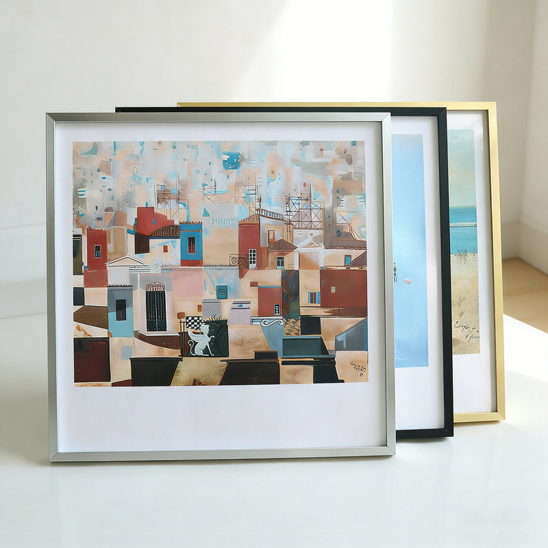 Square Aluminum Alloy Narrow-Edge Picture Frame for Mounting Traditional Chinese Paintings, Calligraphy, and Puzzle Pieces, Size 30*30inch - Wholesale from Frame Manufacturer