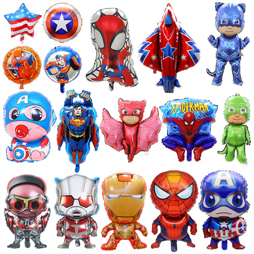 Children's Party Decoration Cartoon Plane Spider-Man Aluminum Film Balloons Captain America Shield Aluminum Foil Balloons Wholesale