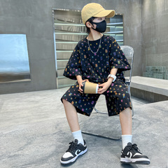 男の子用サマーセット2025新作 中高生向け 男の子用サマーカジュアルスポーツウェア プルオーバーTシャツ ショートパンツ トレンド8