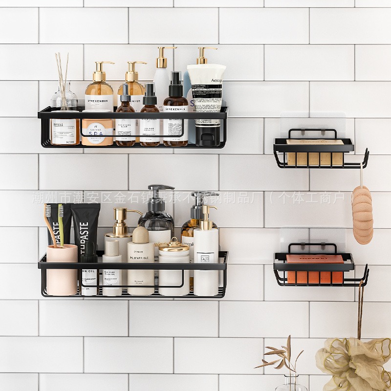 Rack de almacenamiento de artículos de baño sin perforación Rack de almacenamiento de jabón de baño casero
