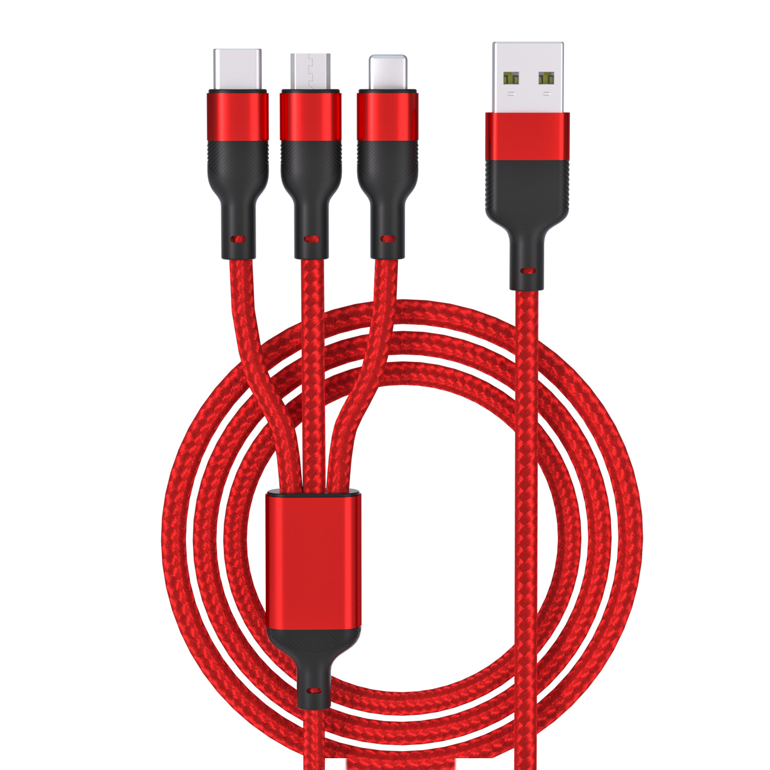 100w超速充データ線三合一6aフラッシュ充電印字ロゴ小プレゼント一引き三編み充電線