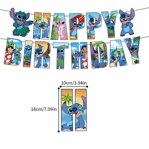 Interstellar Studios Stitch Theme Birthday Party Kit Latex Balloons Banner Bunting Cake Topper Kit