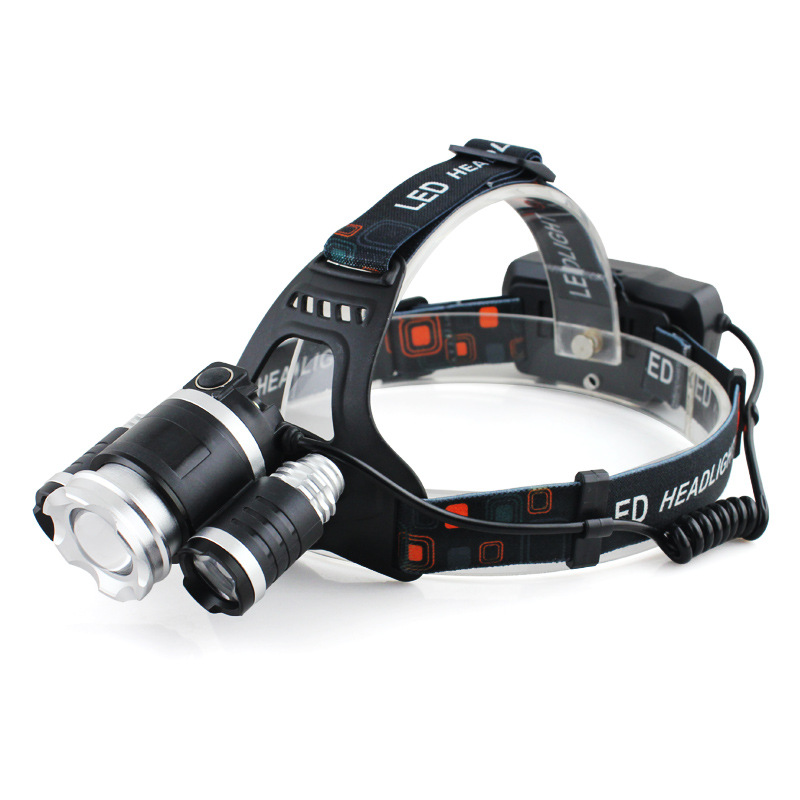 Procesamiento de faros de luz fuerte personalizados T6USB faros de inducción de carga de alta potencia zoom telescópico 3led faros de pesca nocturna image 5