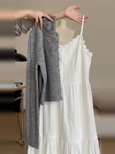 白色吊带连衣裙子女夏季2025新款超火早秋流行气质穿搭一整套装