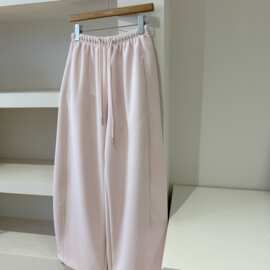 2026早春new高腰阔腿可收脚口显瘦显高休闲运动长裤