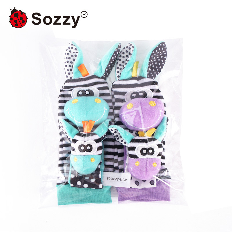 Sozzy nuevo azul bebé regalo sonajero reloj correa de muñeca Bell calcetines correa de muñeca bebé juguetes de educación temprana