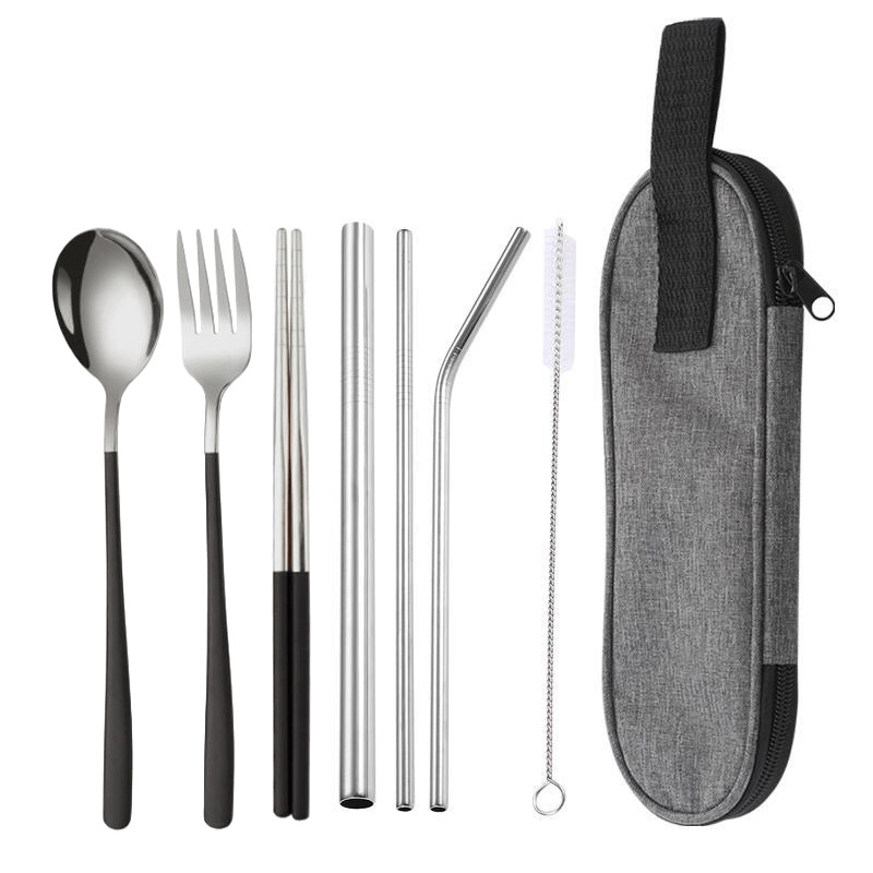 실버 블랙 7 피스 세트/다크 그레이 가방