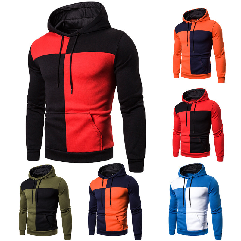 Men's Clothing autumn and winter new men's clothing creative splicing sleeve casual hooded men's sweatshirt W25_senzul.com
