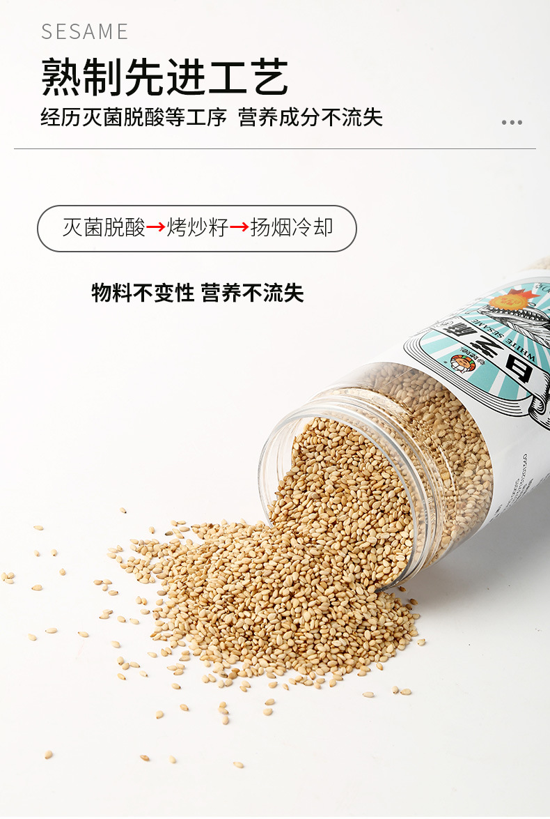 Roasted White and Black Sesame Seed Combo 220g Bottle Low Temperature Baked Ready to Eat Topping preparation