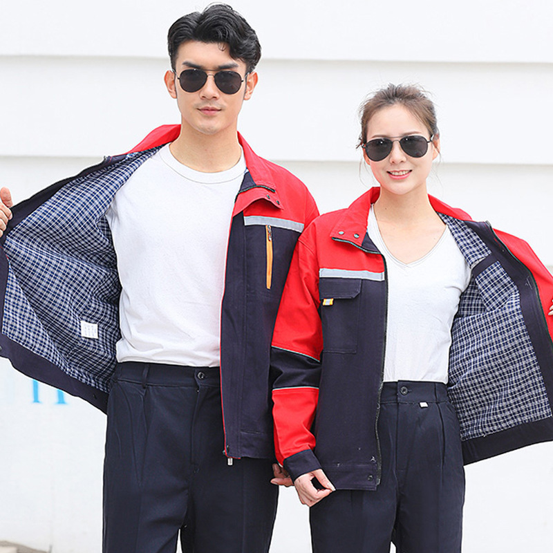 Trajes de trabajo primavera y otoño manga larga doble capa gruesa resistente al desgaste reparación de automóviles logística reflector ingeniería de ropa de seguro laboral personalizada