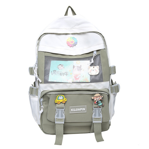  New Contrast Color Large Capacity Backpack for Male and Female Students Harajuku Style Couple Girls Cartoon Backpack