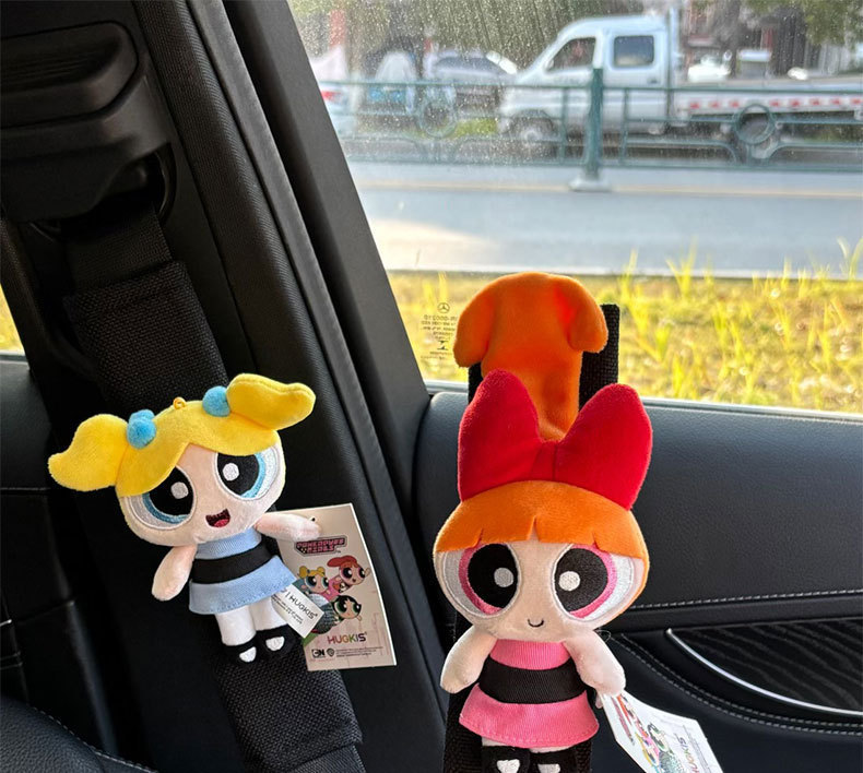 Car Seat Belt Shoulder Protector, Universal Car Anti-Wear Clothing for All Seasons, Cute Powerpuff Girls Car Protective Cover