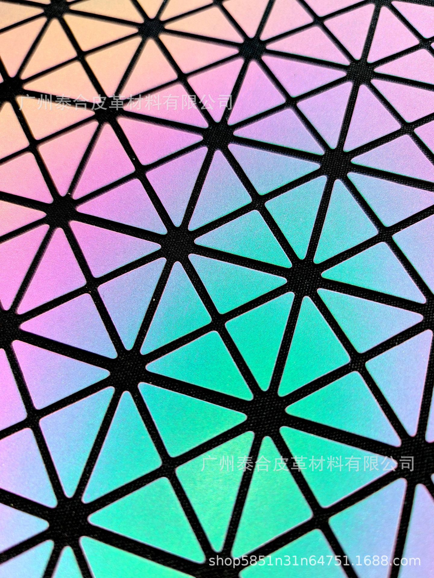 Mochila reflectante empalme pu cuero triangulo sastring House Sanisheng geométrico rombo cuero colorido cuero artificial