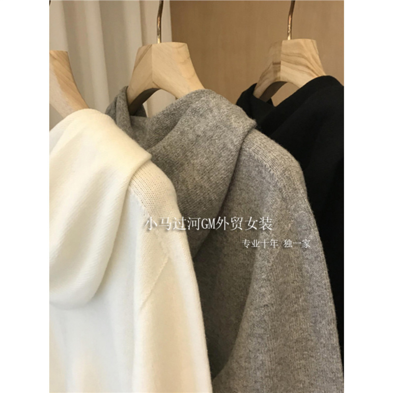 The Upper Body Is Not Bulky ~ Designer Style! Spring and Autumn Sports Style Knitwear Knitwear Zipper Hooded Cardigan Jacket for Women