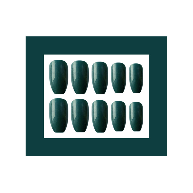 Colores de uñas postizas de aceite verde de ballet de color puro, uñas trapezoidales terminadas, uñas portátiles, 24 piezas, uñas, pegatinas image 5