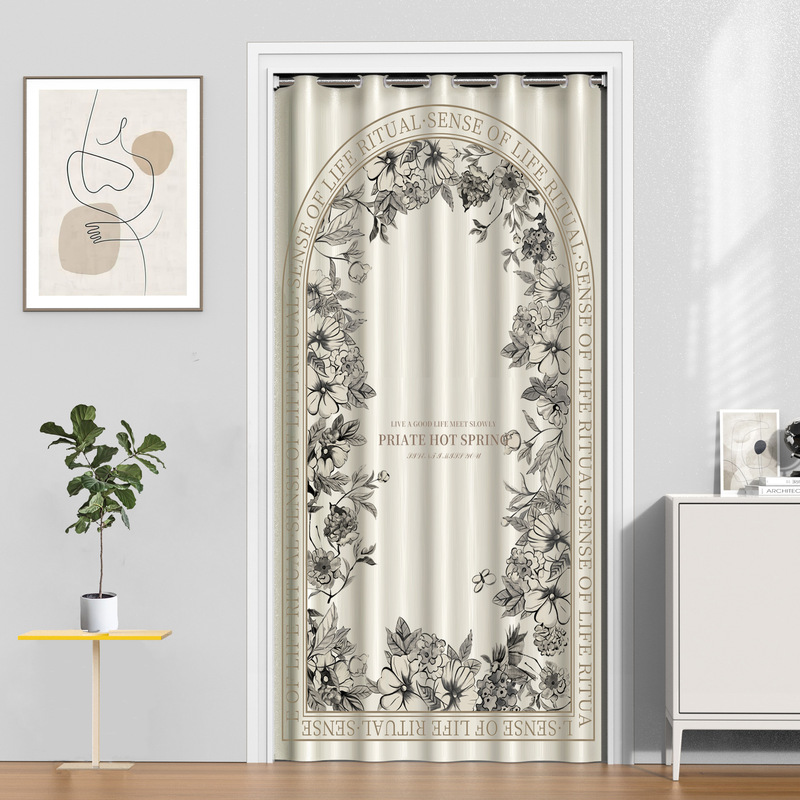 Air conditioning door curtain bedroom insulation cold-proof hanging curtain household punch-free kitchen toilet windproof cold-proof partition curtain