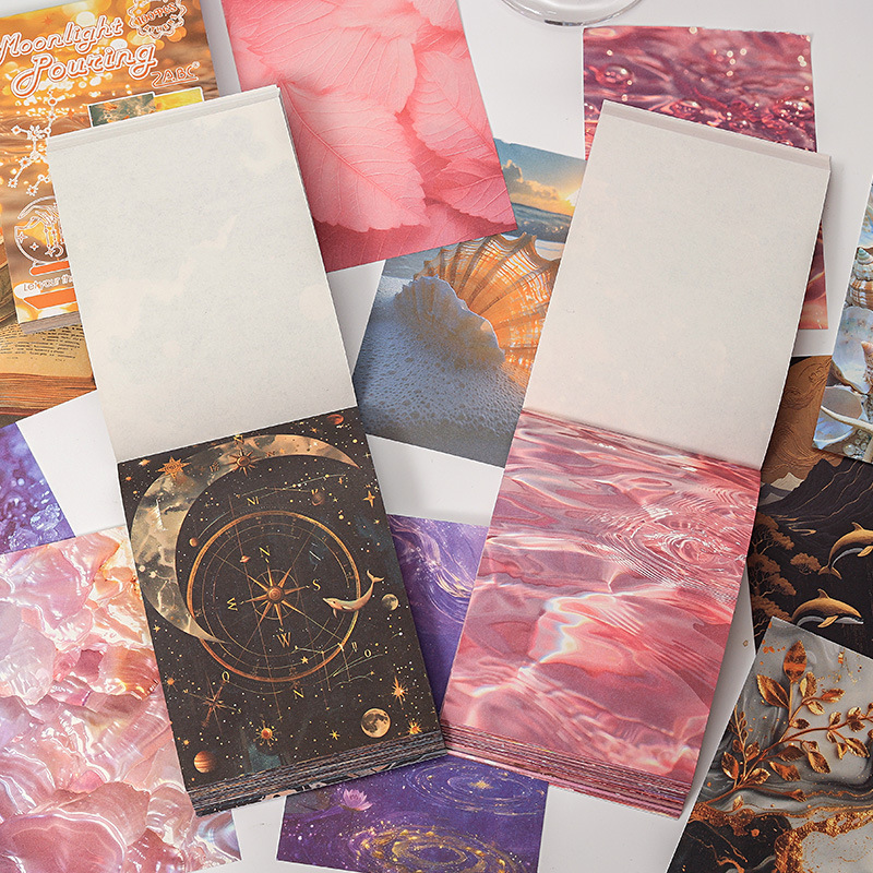 100 hojas de la serie de estrellas y meses brillantes en materiales exquisitos y lindos y coloridos libros hermosos DIY libros de mano materiales de decoración de papel