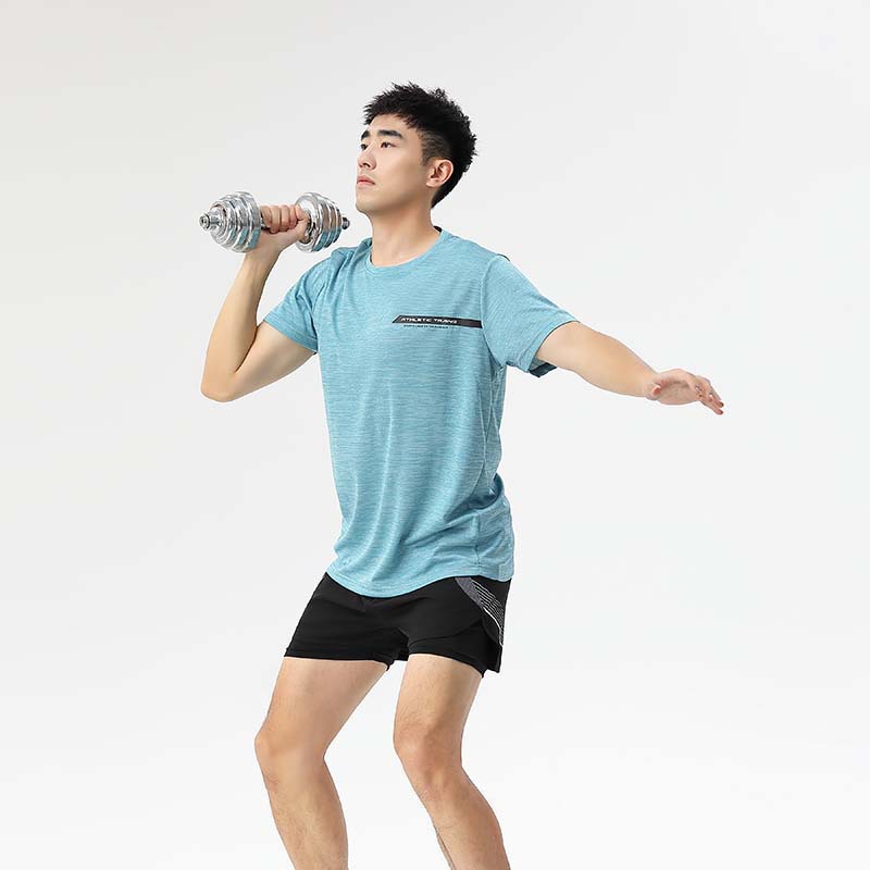 Lulu verano de los hombres de deportes ocasionales de manga corta de secado rápido transpirable cuello redondo Camiseta suelta más tamaño superior en stock al por mayor A