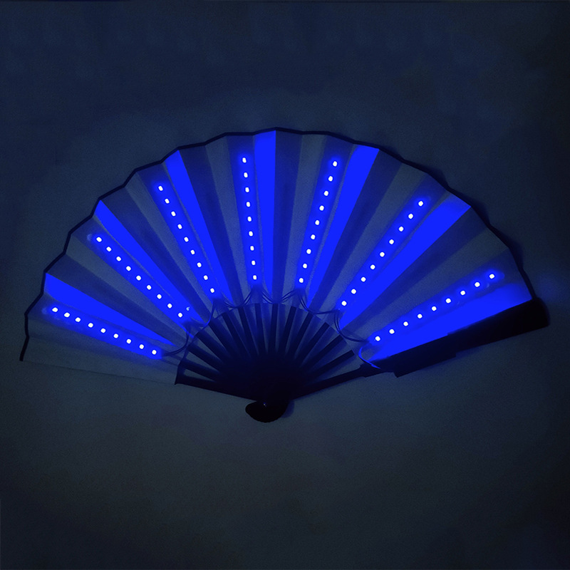 Bar discoteca baile ventilador luminoso TikTok Net rojo ventilador plegable creativo etapa rendimiento hombres y mujeres atmósfera accesorios 3V ventilador