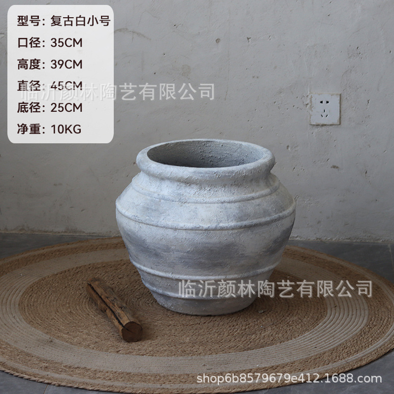 Gran vasija de cerámica de aterrizaje decoración residencial vasija de cerámica retrógrado vasija de cerámica flor de viento silencioso vasija de magnesio de barro gran vasija de flores decoración de sala de estar