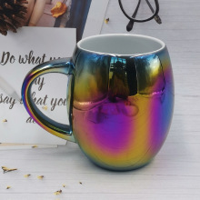 定制电镀炫彩陶瓷杯七彩渐变金属色马克杯创意外贸节日礼品水杯