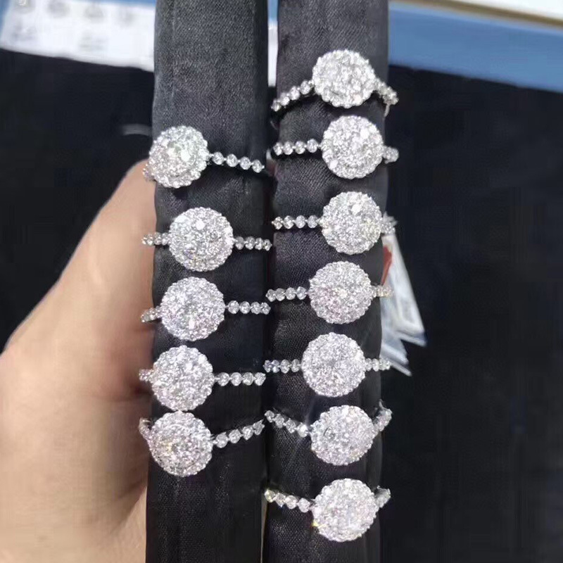 European and American fashion new round crystal zircon copper engagement ring