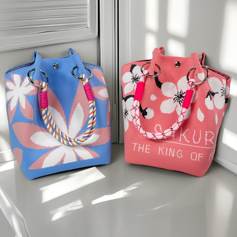 Nicho de diseño blanco y negro jersey jersey bolso de mano casual versátil gran capacidad bolso de mochila fábrica directa