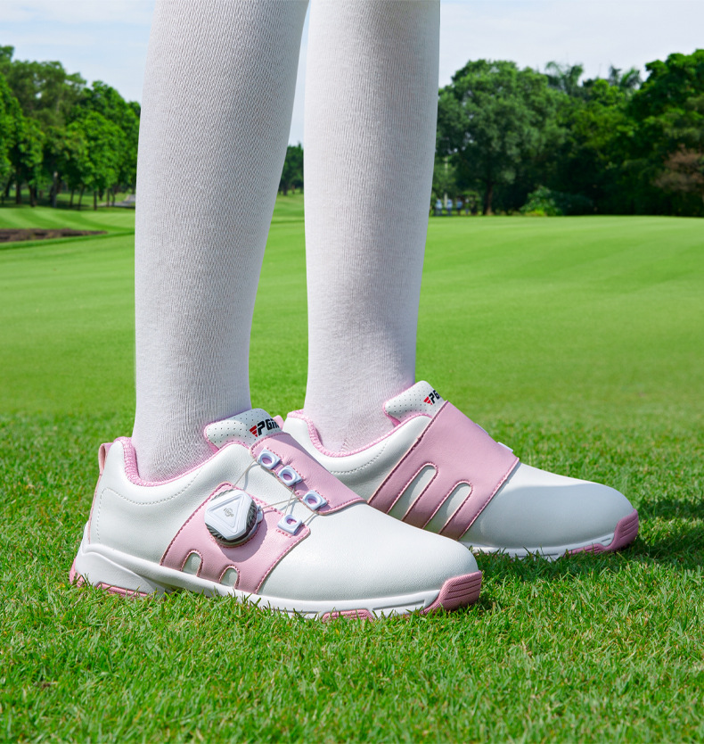 Giày golf trẻ em PGM thoáng khí chống trượt, dây giày xoay nút, đế EVA nhẹ — XZ099 bột trắng B, XZ099 Trắng Xanh lục huỳnh quang chi tiết 8