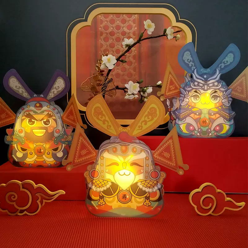 中秋元宵节手提灯笼幼儿园手工制作材料发光古风卡通三国潮挂饰