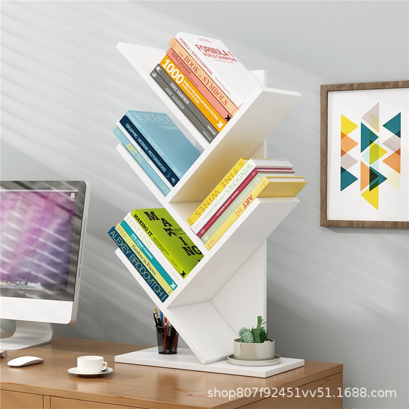 Desktop Tree-Shaped Bookshelf Multi-Layer Simple Floor-Standing Frame Bookcase Student Study Room Storage Rack Book Storage Rack