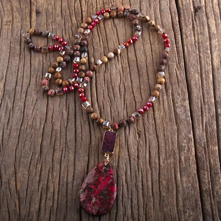 75g Weight Semi-precious stone, Natural Stone Pendant Material Sweater Chain Classification Semi-precious stone, Natural Stone Chain Material 1 Piece Quantity Daily Occasion Semi-precious stone, natural stone Material Water Droplets Pattern Unisex Gender Beaded Design Bohemian Style Bohemian Water Droplets Semi-precious Stone Natural Stone Sweater Chain In Bulk Natural Stone Necklace 15