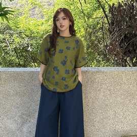 26夏季100桑蚕丝龟纹炒色手绘花双面双穿宽松廓形上衣33