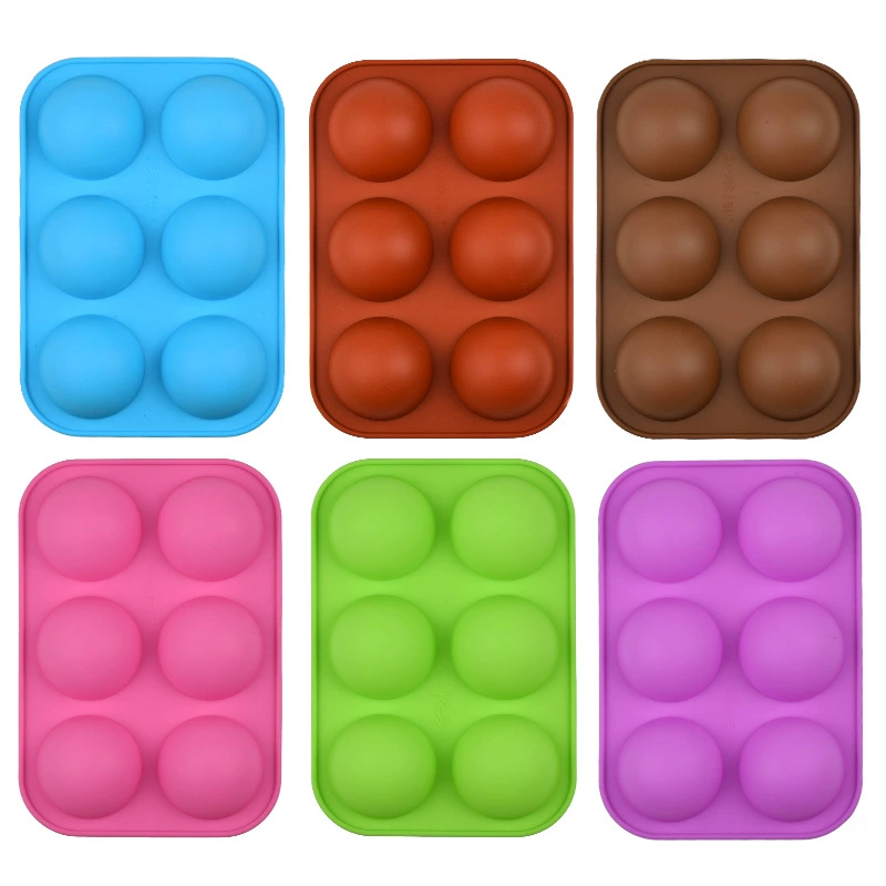 Spot direct supply 6 -consecutive silicone semi -circular cake mold Timber 6 -hole chocolate modified pudding baking mold cross -border