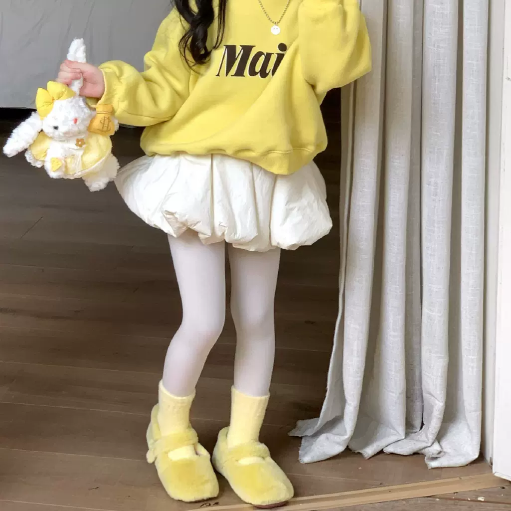 女童半身裙2025冬季新款韩版可爱花苞裙加厚棉裙防走光蛋糕裙跨境