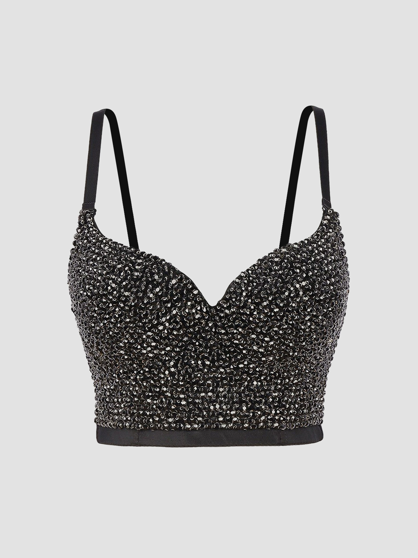 Sling Bralette (Lu Qiu) Embellished with Rhinestones & Beads, Colors, Sizes 34B–40C