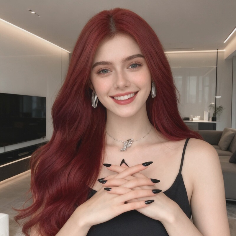 Foreign trade European and American wig women's wine red long curly hair cross-border foreign trade wigs big wave wig full head cover now
