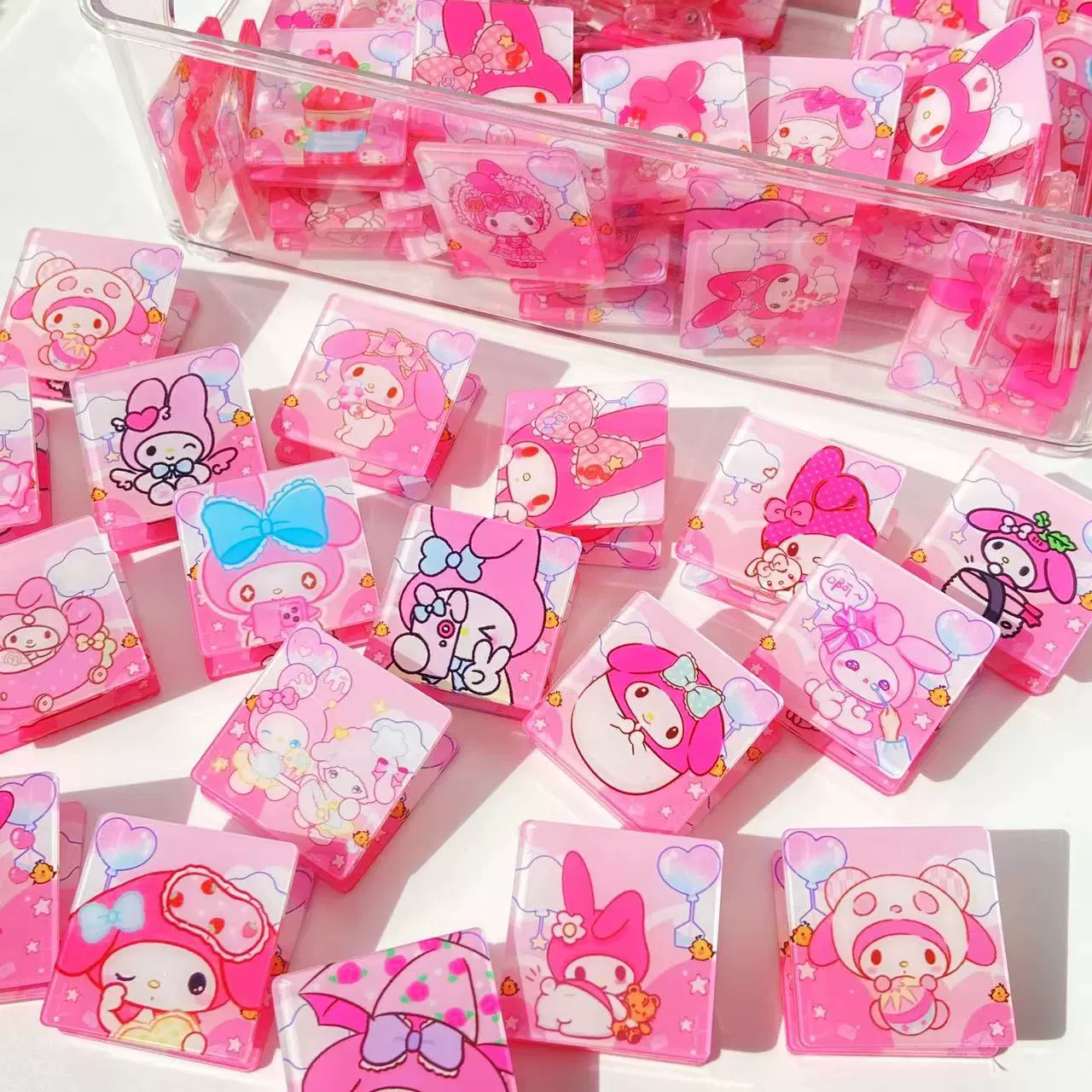 Cartoon square sticker for buttock skin, acrylic storage system, 50 pieces