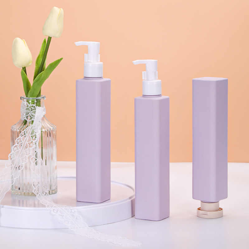 Wholesale 250ml square lotion bottle daily pack materials plush material hair conditioner dividing bottle shower gel push empty bottle