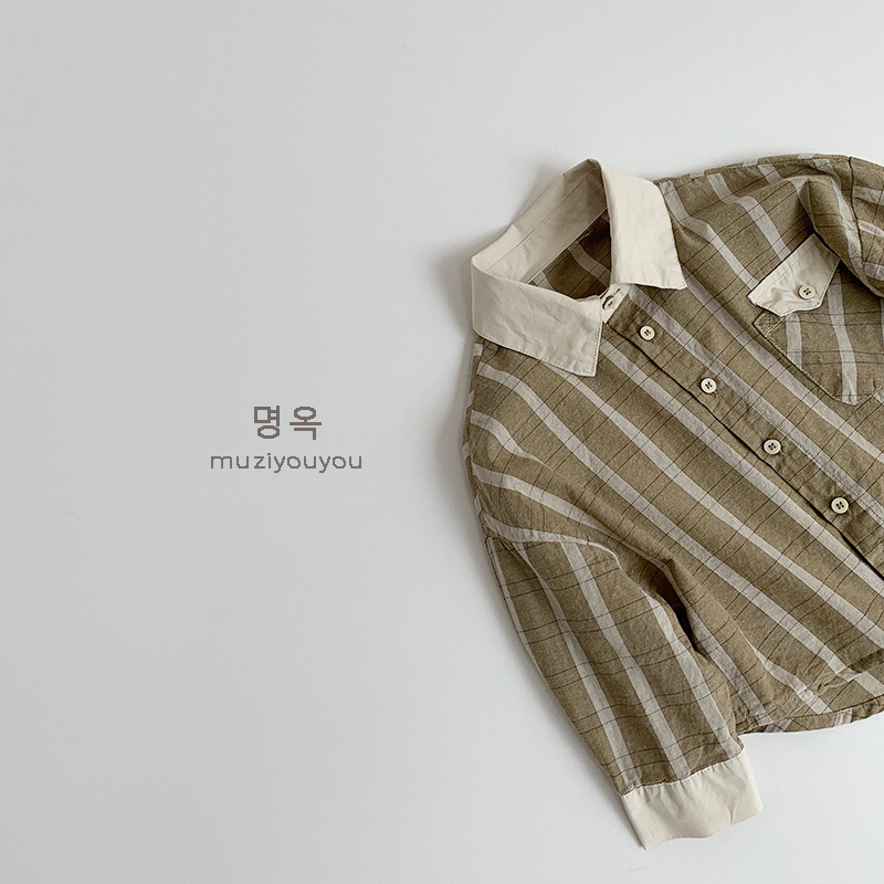 Camisas de cuello delgado para niños primavera y verano japonés y coreanos chaqueta de manga larga para bebés 2025 nueva ropa infantil al por mayor