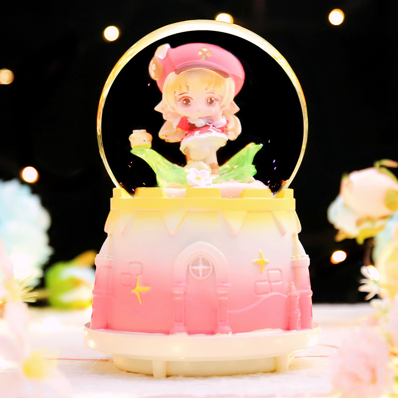 新商品の女の子の魔カードの少女の雪の水晶のボールの寝室の発光の光る装飾品の置物の代行|undefined