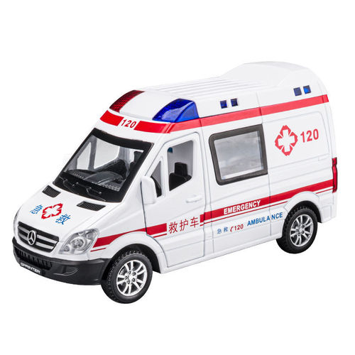 120 Kids Large Alloy Ambulance Toy for Boys and Girls, Small Car Doctor Fire Truck Simulation Police Car Model