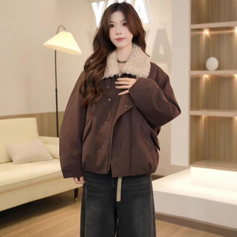 Loose Short down Jacket for Women 2025 Winter New Sweet and Cool Jacket Fashion Retro Fur Collar Warm Jacket