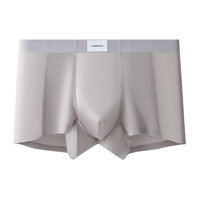 Nuevos calzoncillos de seda de hielo para hombres, calzoncillos de hielo de gran tamaño, calzoncillos bóxer sin costuras de malla de color sólido 10A, pantalones cortos transpirables