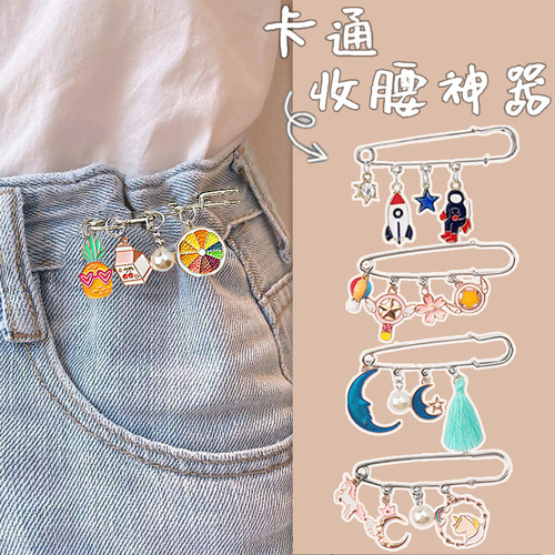 Waist-tightening artifact animal cute cartoon brooch female tightening anti-exposure pin Christmas collar pin jewelry accessories buckle pin