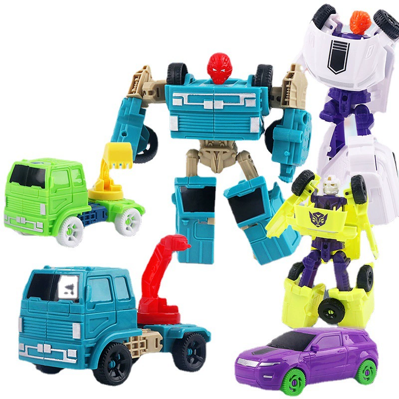 Transformer construction toy, convertible car to robot with minifigure, multiple colors, wholesale