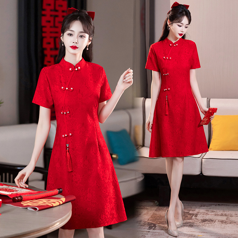 Summer elegant retro fitted lightweight cheongsam