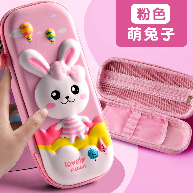 智杰 Eva, universal cartoon pencil case for elementary school students for the first grade, capacious storage system, 3D